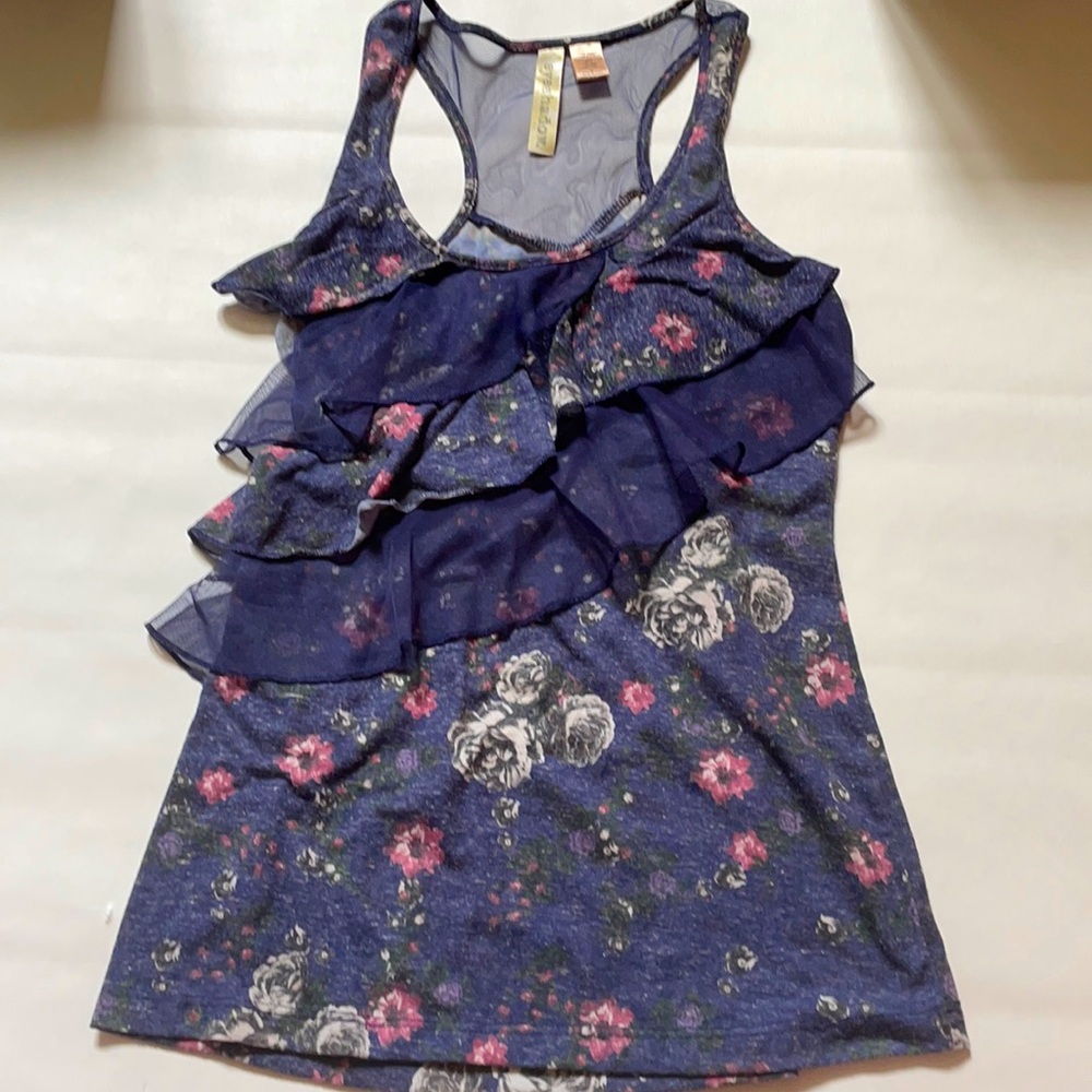 Navy floral tank top